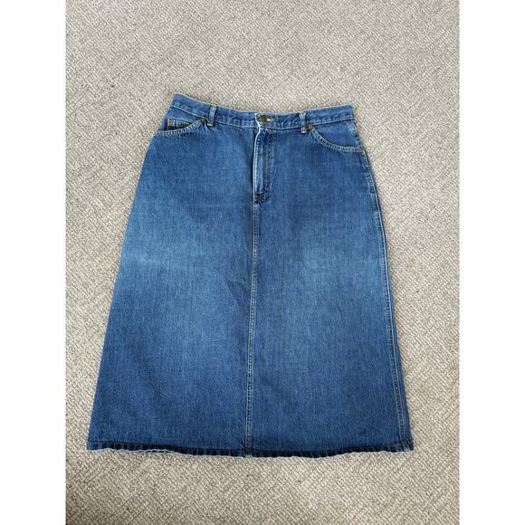 Lee vintage blue jean denim midi skirt 10-12 - Picture 2 of 9